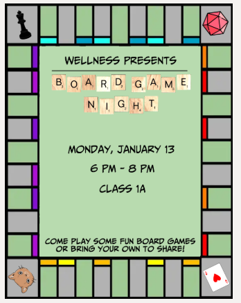 Board game night event flyer
