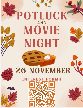 Potluck and Movie Night event flyer