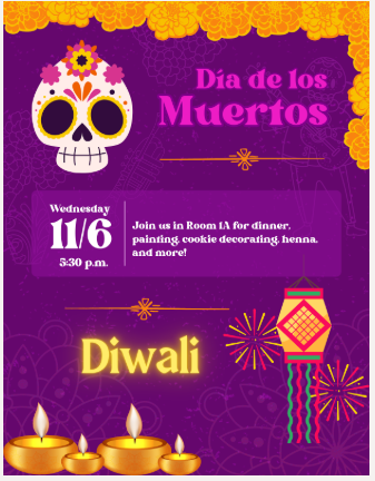 Dia de los Muertos and Diwali event flyer